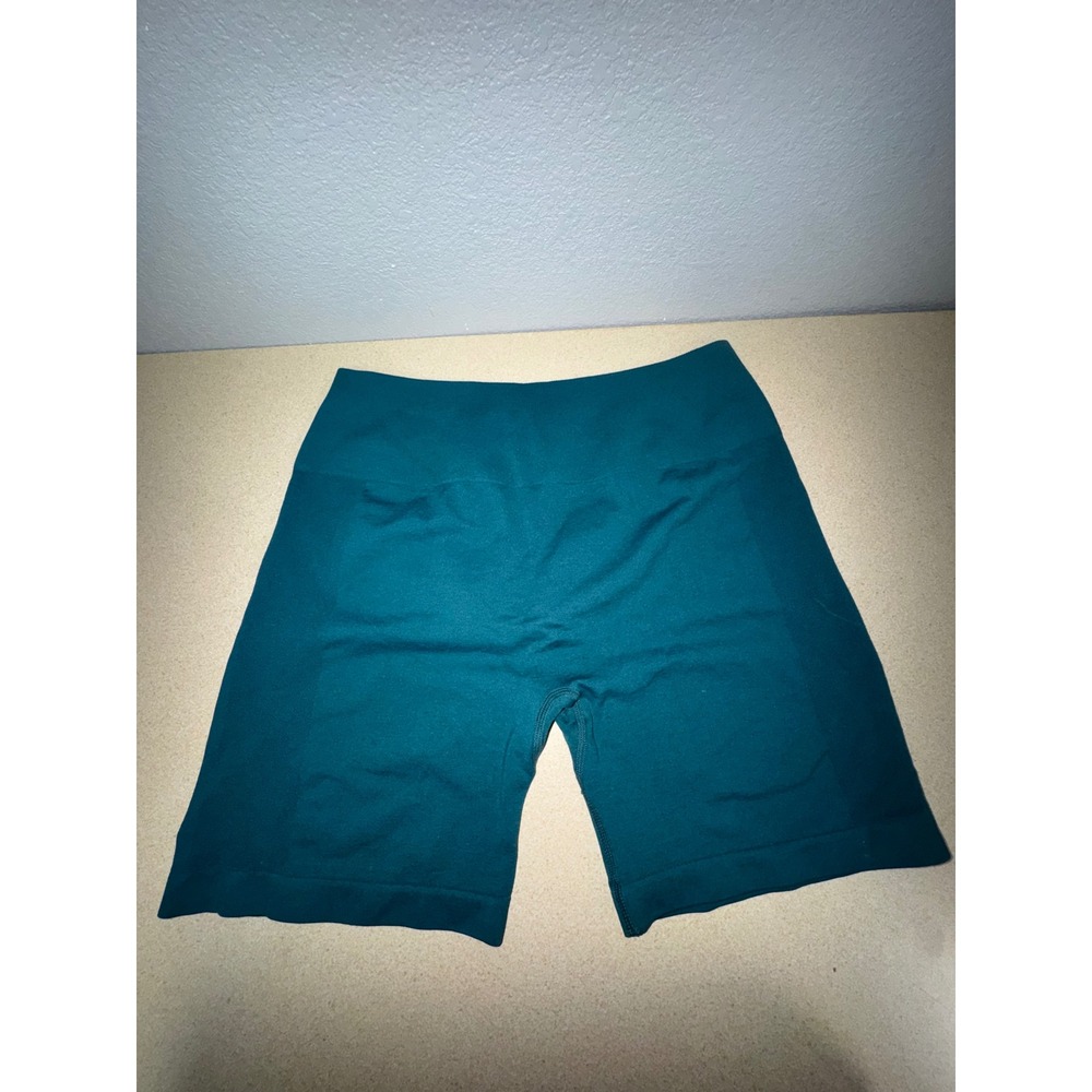 Aurola Dream Seamless Scrunch Butt Workout Shorts Teal Green High Waist Size L